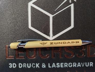 Zündapp Kugelschreiber Bambus mit kleinem Zündapp Flügelwappen und ZÜNDAPP-Schriftzug